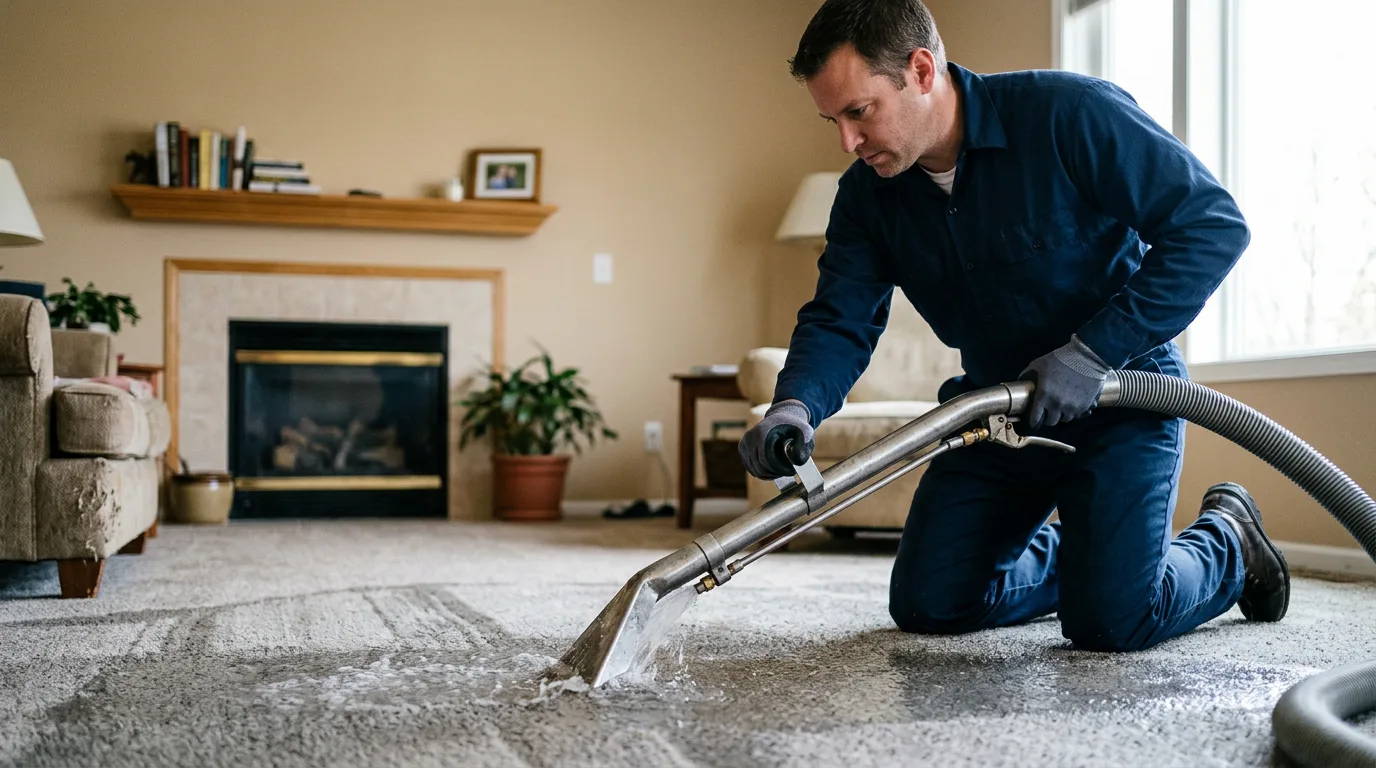 Water damage restoration technician working near Sterling, NY
